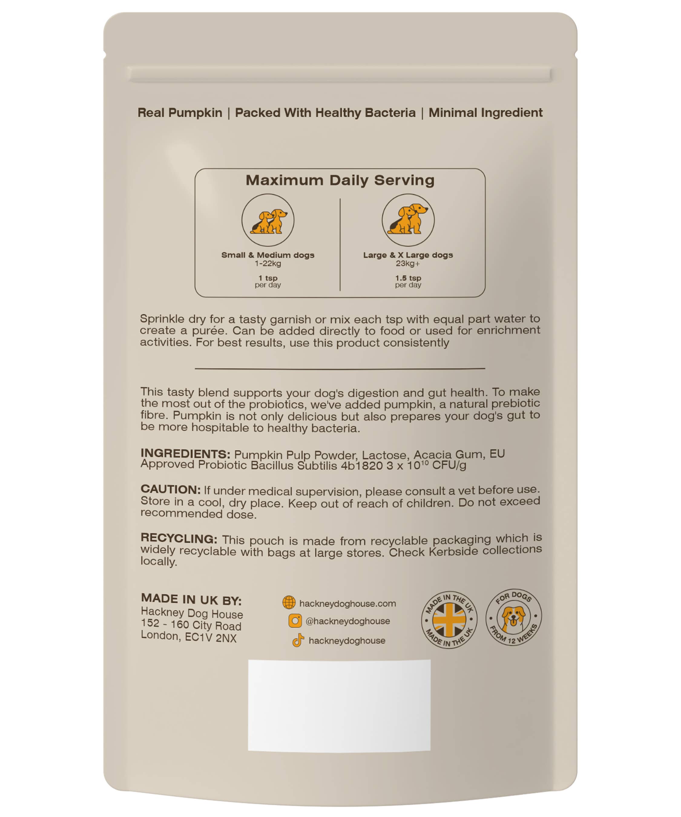 Hackney Dog House Pumpkin & Probiotics