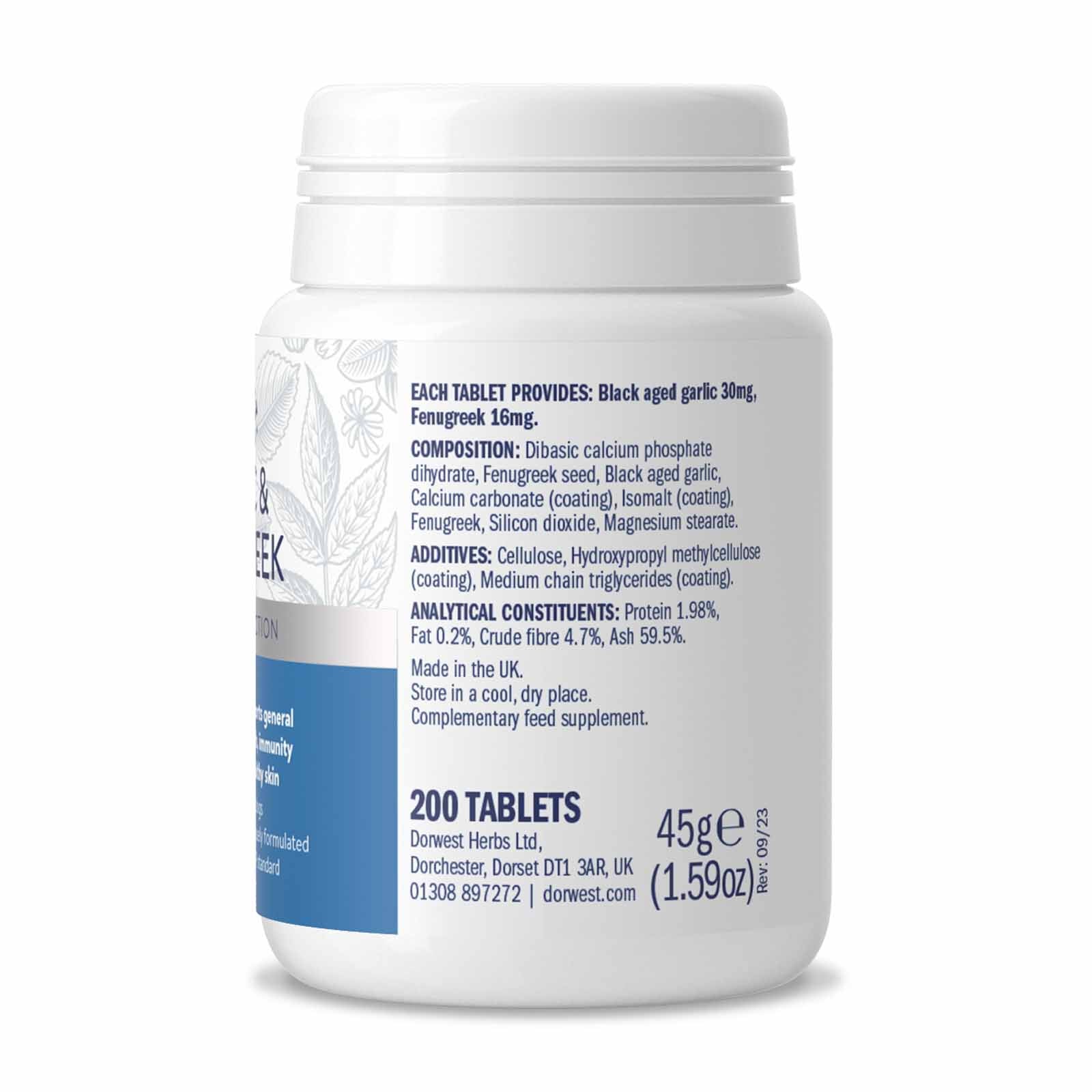 Dorwest Garlic & Fenugreek Tablets